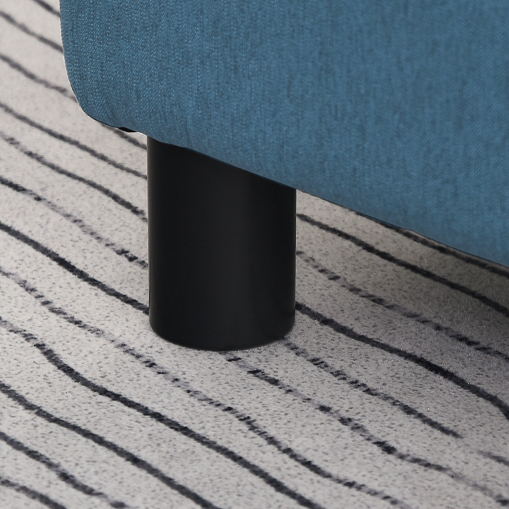 Pouf repose-pied tabouret bas en tissu de lin capacité de charge 110 Kg 40 x 30 x 24 cm bleu foncé