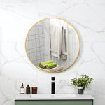 Miroir rond miroir salle de bain cadre en métal facile à installer, pour chambre, salon, entrée, Ø 70 x 2,5 cm or