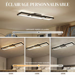 Plafonnier LED rectangle 43W, luminaire plafonnier 3000-6000K, 4600LM, télécommande, 70 x 30 cm, noir
