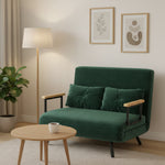 Canapé convertible 2 places 4 en 1, canapé-lit avec dossier réglable sur 5 niveaux, 2 coussins, 102 x 73 x 81 cm, vert