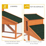 Clapier cage à lapins rongeurs poulailler XXL 2 étages 2 enclos tiroir déjection 2,25L x 0,70l x 1H m bois massif pin