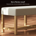 Panca scarpiera, panca contenitore con seduta imbottita, ripiano a giorno, legno di gomma, 120x44x48 cm, legno naturale