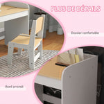 Bureau enfant avec chaise, table enfant avec tiroir, placard et large plateau, pour 3 à 6 ans, 80 x 39 x 59 cm, blanc