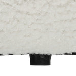 Poggiapiedi da soggiorno, sgabello ottomano rotondo imbottito in tessuto Teddy, per camera da letto, ingresso, Ø 40 x 45 cm, bianco
