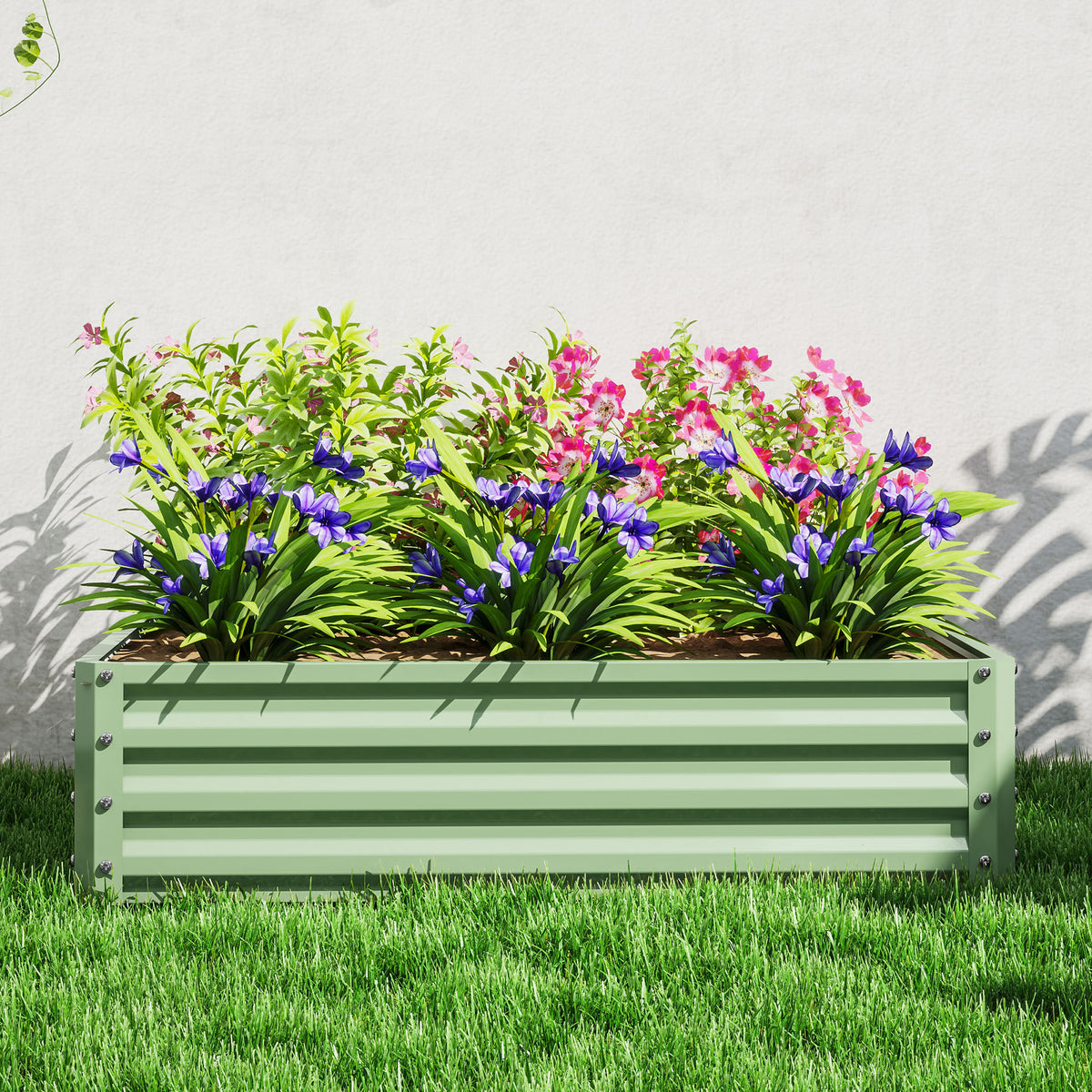 Carré potager de jardin potager surélevé, acier galvanisé, résistant à la rouille 120x120x30cm, vert clair