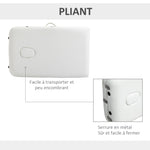 Table de massage 3 zones pliante cosmétique portable charge max. 225 Kg hauteur réglable cadre en alliage blanc