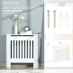 Cache-radiateur couverture radiateur grille d'aération verticale à lattes 78L x 19l x 81H cm en bois Blanc