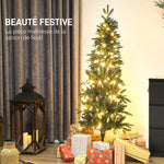Sapin de Noël artificiel 150 cm, arbre de Noël slim avec 150 lumières 8 modes d'éclairage 431 branches articulées, vert