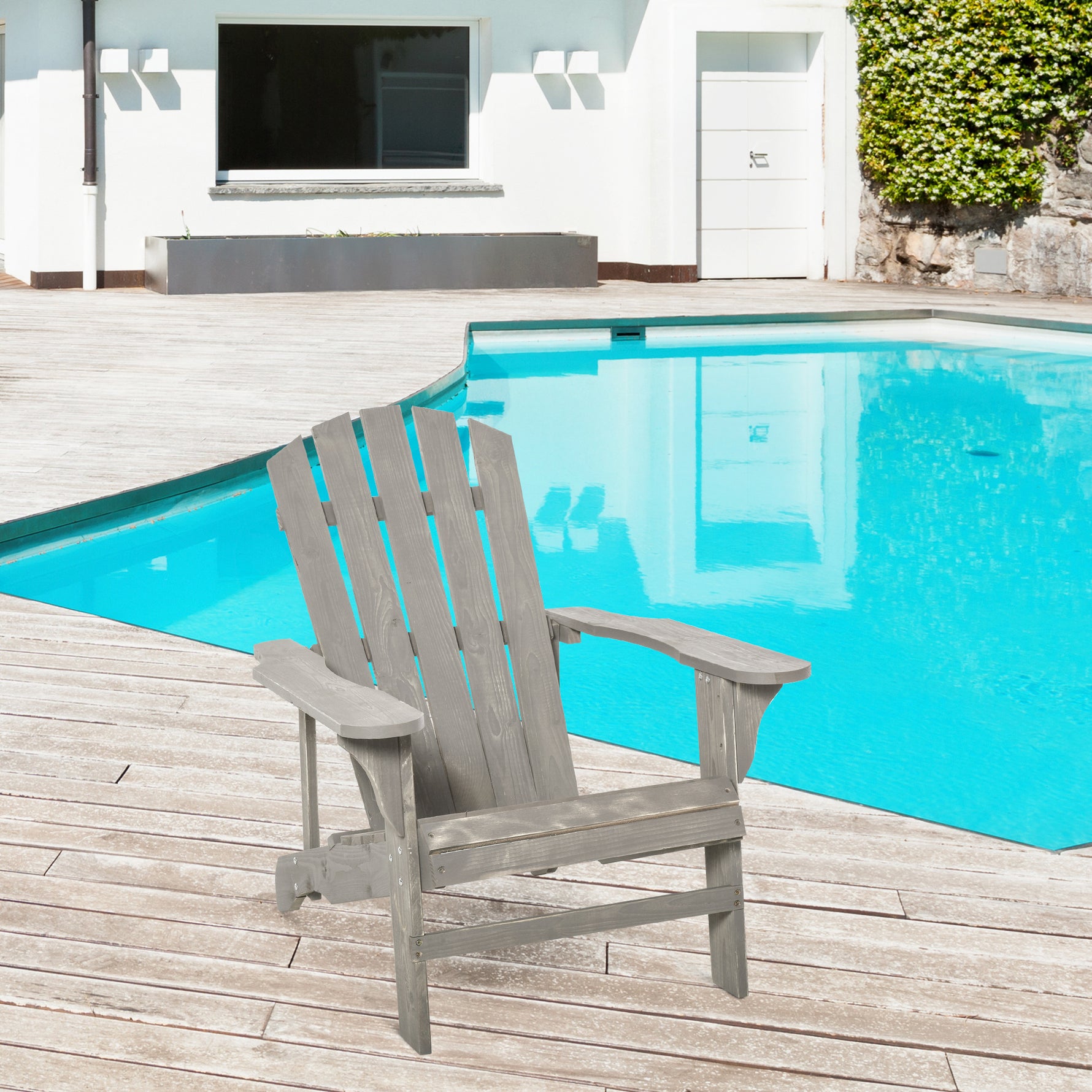 Fauteuil adirondack Fauteuil de Jardin Chaise de Jardin de Plein Air dim. 78L x 89P x 88H cm Bois Massif Sapin