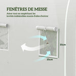 Serre de jardin 6 m² dim. 3 x 2 m avec 1 porte + 2 parois latérales zippées enroulables, 6 fenêtres, Blanc