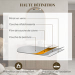Miroir mural arche, 110 x 65 cm Cadre en bois, Miroir arqué pour le salon, la chambre, l'entrée, brun foncé