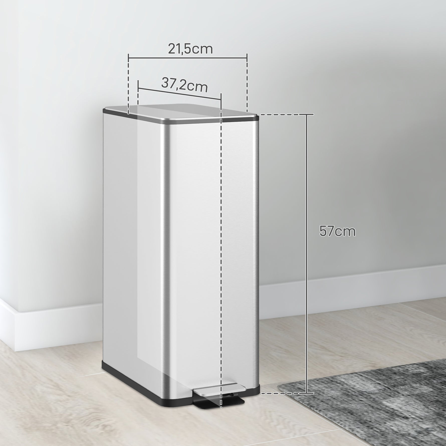 Poubelle de cuisine 20L, en acier inoxydable avec couvercle à fermeture douce, compacte avec seau intérieur amovible
