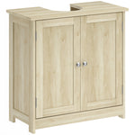 Meuble Salle de Bain sous Lavabo, Meuble sous-Vasque, Placard 2 Portes avec Étagère, 60x30x60cm, Chêne