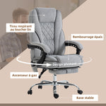 Fauteuil de bureau massant et chauffant hauteur réglable dossier inclinable télécommande repose-pieds rétractable gris