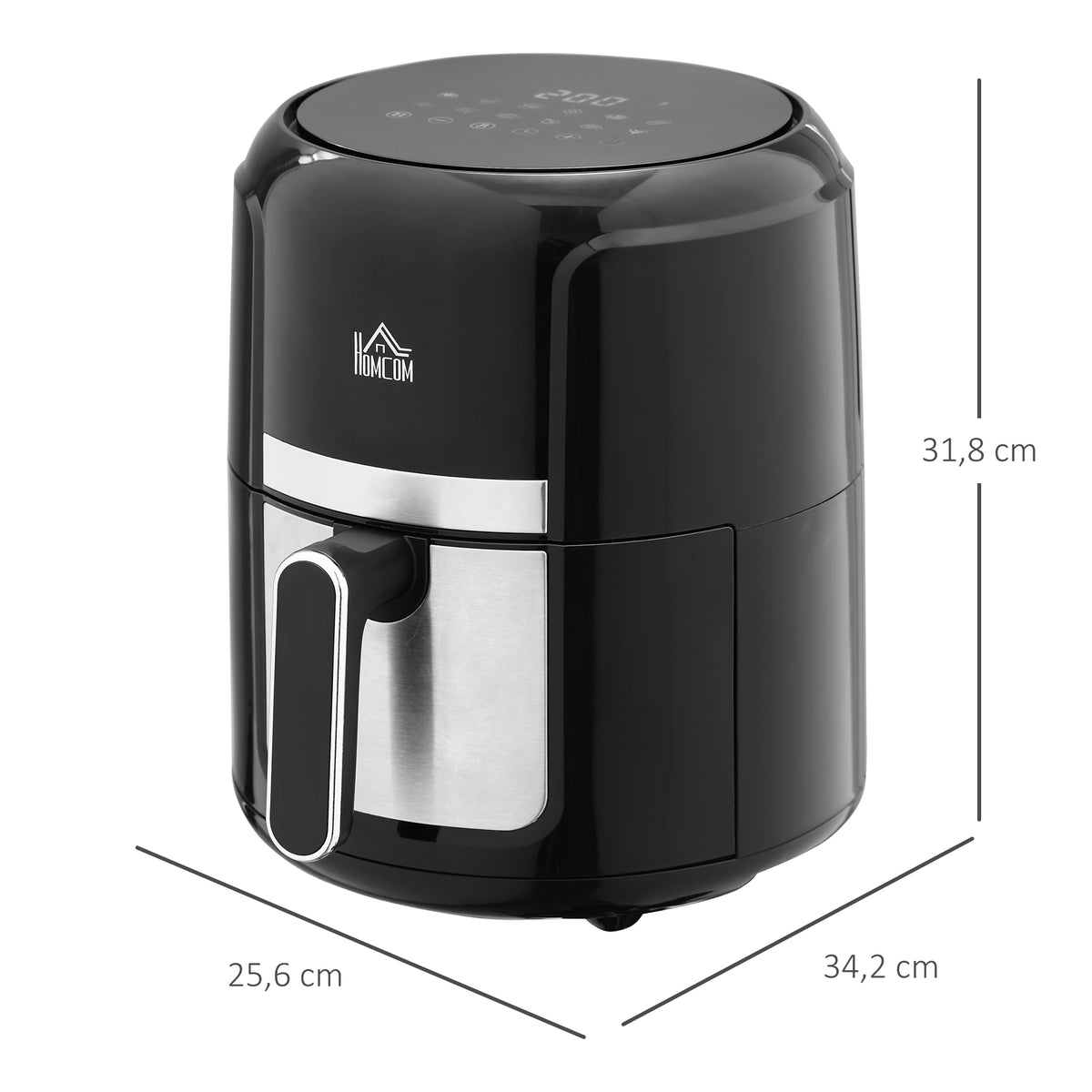 Friggitrice ad aria 4 L, air fryer 1300 W 12 programmi, touch screen, temperatura regolabile, cestello antiaderente, nero