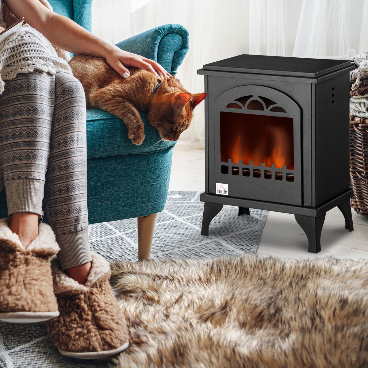 Cheminée bioéthanol sur pieds avec réservoir 1,2 L, environ 3 h de durée de combustion couverture 25 m² 41 x 25 x 54 cm