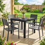 Table de jardin extensible pour 4-6 personnes avec rallonge auto-stockée aluminium avec effet bois 80-160 x 80 cm noir