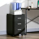Caisson de Bureau Rangement Bureau sur Roulettes 3 Tiroirs Verrouillables 40 x 40 x 61,5 cm Noir