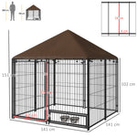Chenil extérieur pour Chiens en métal et Tissu Oxford Support gamelle et Toit résistant aux intempéries Espace spacieux