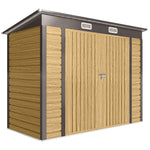 Abri de Jardin en Métal 3 m² Facile à Monter, Cabane de Jardin Structure en Acier Galvanisé Améliorée, Chêne