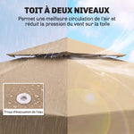 Toit de Remplacement pour pavillon de Jardin Toile de Rechange pour pavillon tonnelle Tente 3 x 3 m Beige