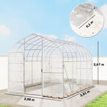 Serre Tunnel de Jardin 12m² Film PO Anti-goutte Acier Galvanisé 25mm Structure Renforcée 2 Portes Battantes Transparent