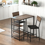 Conjunto de mesa de bar con 2 taburetes, mesa alta de cocina y 2 sillas de bar acolchadas de PU, nogal