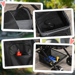Poussette pour chien animaux de compagnie pliable 4 roues EVA guidon réglable panier 76,5 x 52 x 95 cm