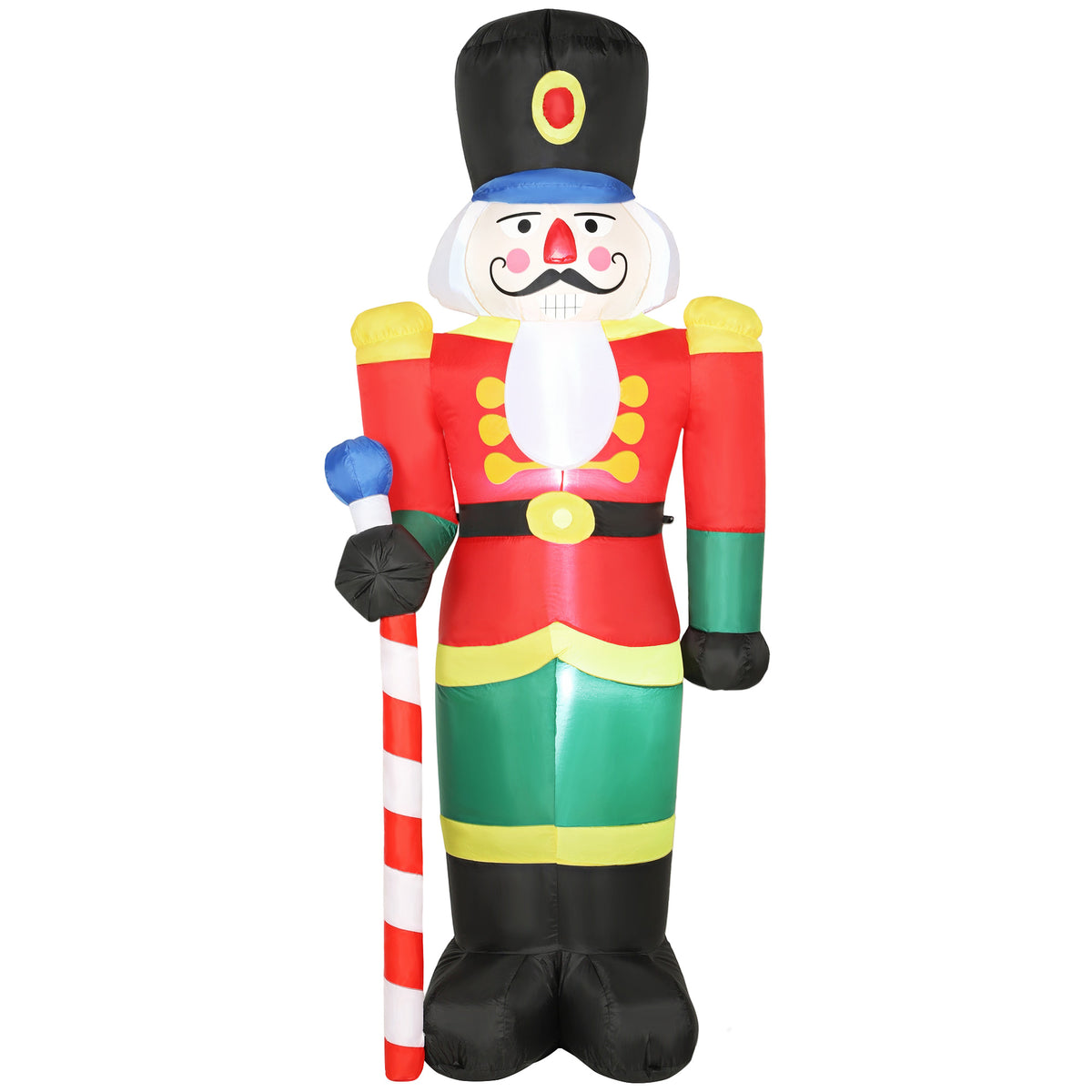 Soldat casse-noisette gonflable de Noël 245 CM avec lumières LED et sceptre, intérieur et extérieur, multicolore