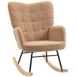 Fauteuil à bascule rocking chair revêtement effet laine bouclée, structure en acier 71 x 98 x 101 cm marron