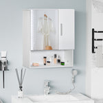 Armoire murale miroir de salle de bain avec portes et étagère réglable - dim. 54L x 15,2l x 55,3H cm blanc