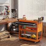 Chariot d'atelier servante atelier à 3 niveaux avec tiroir, porte-outils latéral et poignée, 82x35x76 cm, orange