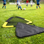 But de football Pop-up Portable et Pliable avec 4 Piquets de Sol et Sac de Transport, Sans Montage, 150x110x110cm, Jaune