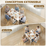 Table à manger extensible 80-120 cm pour 4 à 6 personnes, table de cuisine avec extension coulissante, blanc