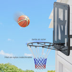 Panier de basket mural panier basket avec panneau incassable cerceau en acier et filet indéchirable 110L x 75H cm noir