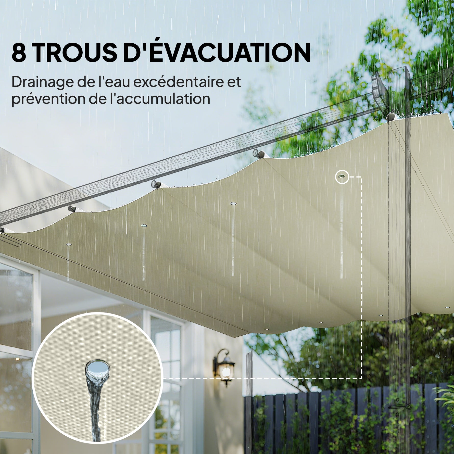 Toile de toit de rechange pour pergola toile de remplacement protection solaire Anti-UV 30+ pour pergola de 3 x 2 m