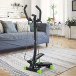 Stepper avec guidon, stepper de fitness avec écran LCD, pédales antidérapantes, marche d'escalier pour maison, bureau, salon, salle de sport, vert et noir