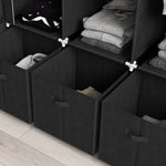 Armoire de rangement en tissu pliable avec 5 étagères, 2 tringles et 3 tiroirs en tissu 125L x 43l x 162.5H cm