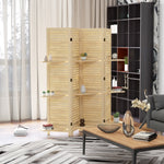 Paravent intérieur 4 panneaux 160L x 170H cm 3 étagères pliables séparateur de pièce portes persiennes naturel