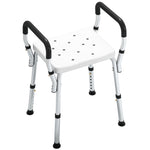 Tabouret de douche pour personnes âgées et handicapées avec accoudoirs, hauteur réglable, patins antidérapants, blanc