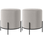 Lot de 2 poufs ottoman tabouret pouf repose-pied en velours pieds en acier pour salon chambre Ø 35 x 38 cm gris clair