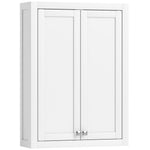 Armoire murale de salle de bain 3 niveaux, meuble de rangement suspendu  2 portes étagère réglable 61 x 20 x 84 cm blanc