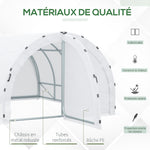 Serre de Jardin Tunnel Surface Sol 12 m² 4L x 3l x 2H m châssis Tubulaire renforcé 25 mm Double Porte avec poignées Blanc