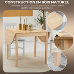 Table de salle à manger pliante ovale en bois massif 2 abattants peu encombrante 140L x 70l x 75H cm