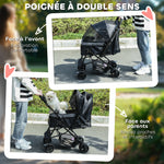 Poussette pour chien animaux de compagnie pliable 4 roues EVA guidon réglable panier 76,5 x 52 x 95 cm