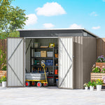 Abri de jardin en métal cabane jardin extérieure triple porte verrouillable toit incliné aérations 234x132x185cm gris