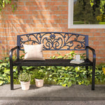 Banc de Jardin terrasse en Acier Fonte Noir 2 Places 127 x 60 x 87 cm Charge Max 240 Kg
