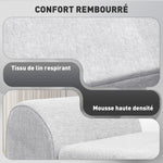 Banc de rangement 53,8L avec siège rembourré en lin et accoudoirs, pour salon, chambre, entrée, 132 x 42 x 50 cm, gris