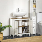 Wastafelonderkast badkamermeubel met 2 deuren en legplank 60 x 30 x 60 cm wit en houtlook