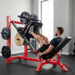 Pressa per gambe professionale, macchina per muscolazione gambe e hack squat 455kg, attrezzo regolabile 185x120x140cm rosso